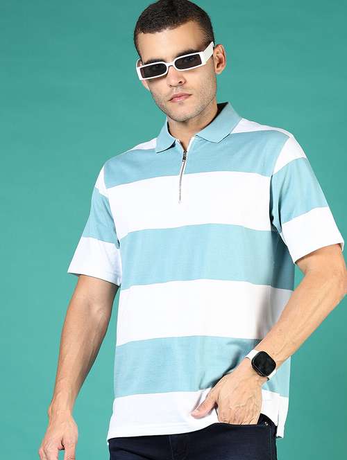 men striped short sleeve loose fit polo t-shirt - 21853965 -  Standard Image - 0