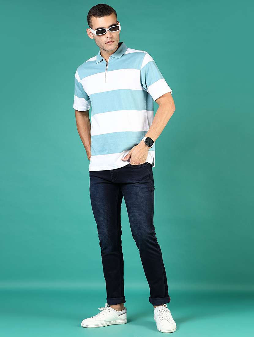 men striped short sleeve loose fit polo t-shirt - 21853965 - Standard Image - 4