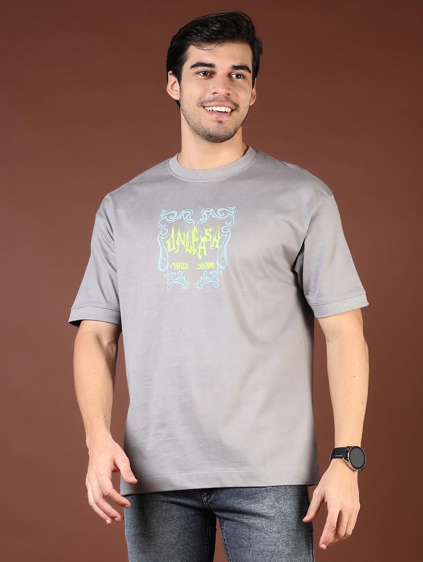 men grey printed short sleeve regular fit t-shirt - 21853993 - Standard Image - 1