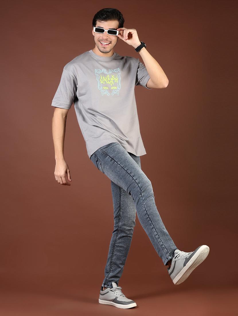 men grey printed short sleeve regular fit t-shirt - 21853993 - Standard Image - 4