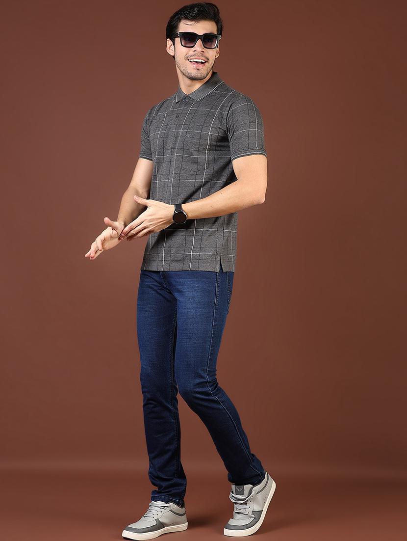 men checkered short sleeve regular fit polo t-shirt - 21854001 - Standard Image - 4