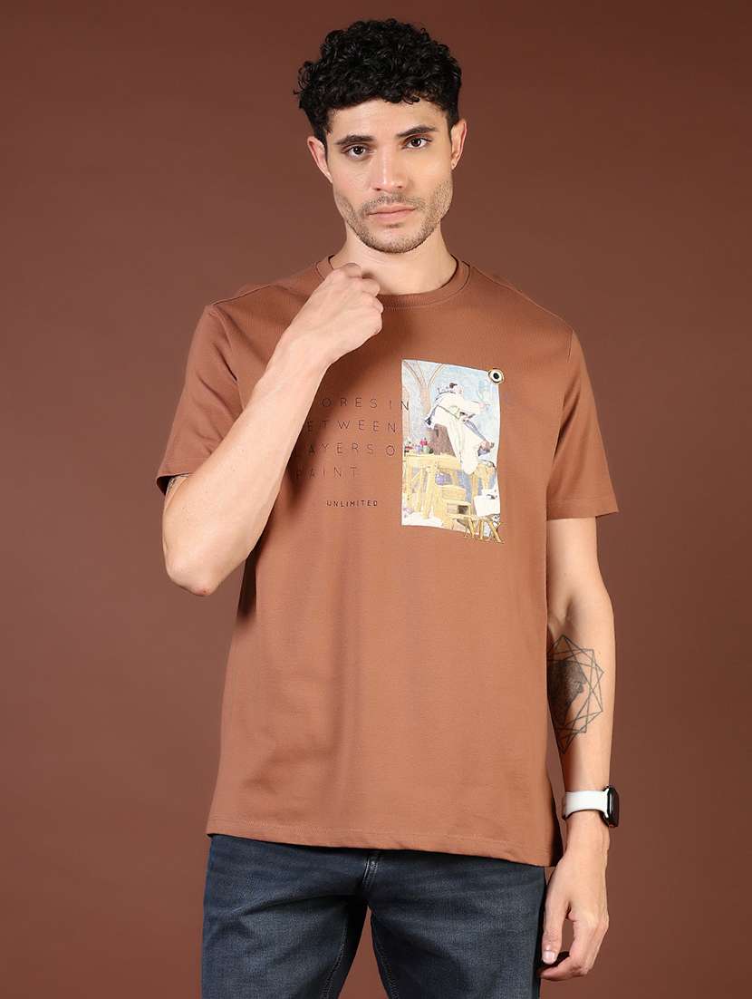 men printed short sleeve loose fit t-shirt - 21854021 -  Standard Image - 1