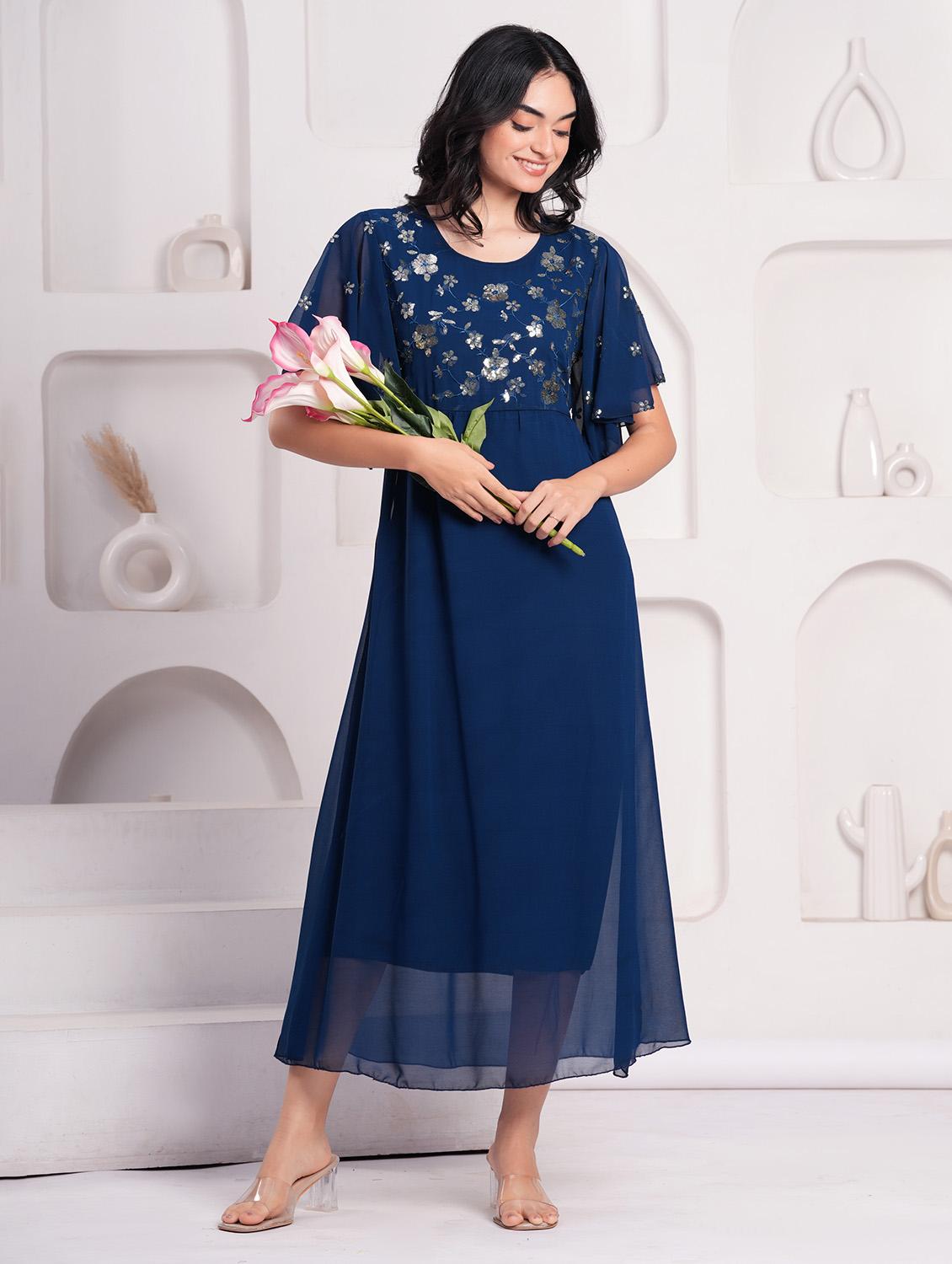 women embellished flared sleeves a-line dress - 21854036 - Zoom Image - 0