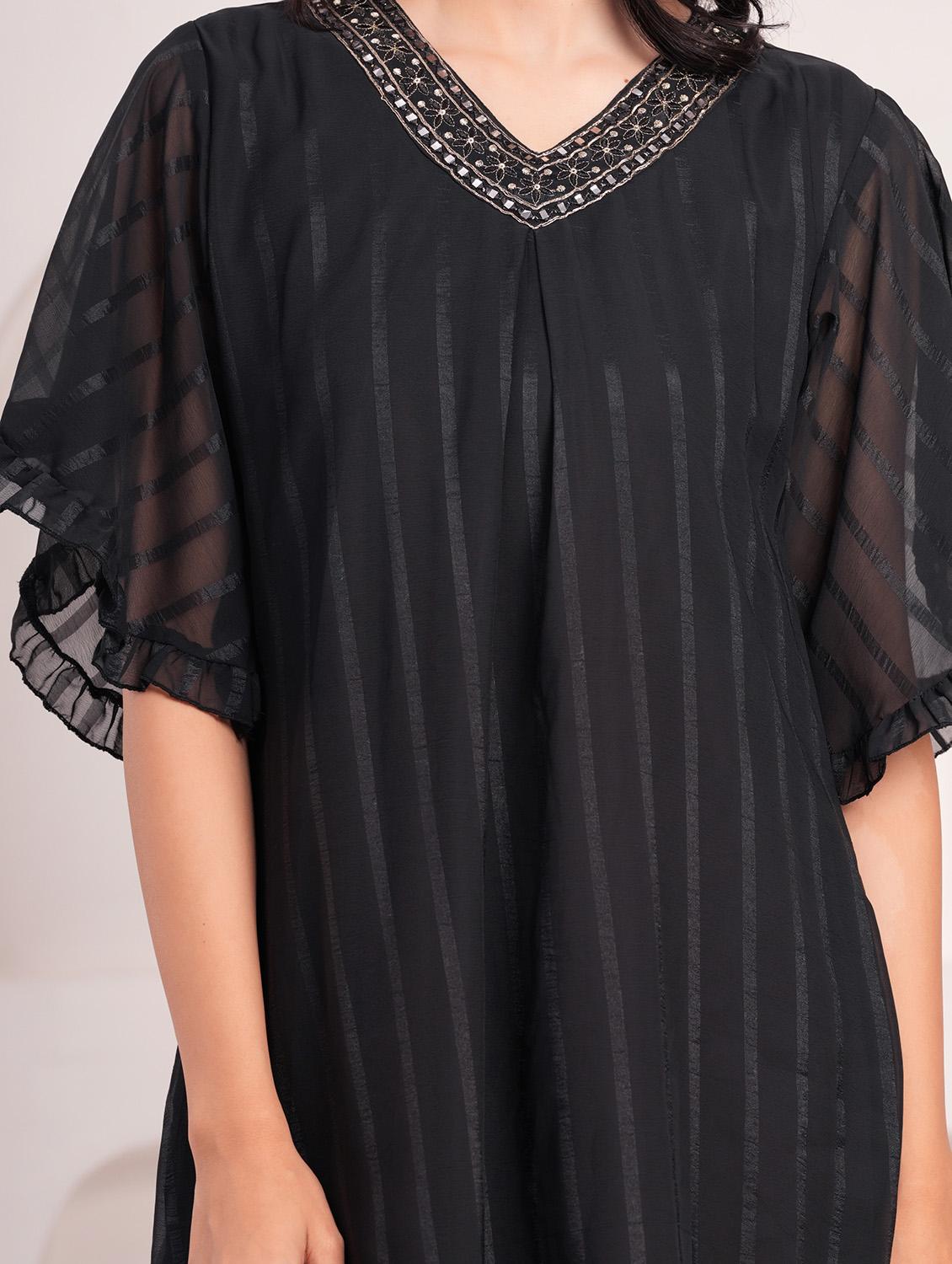 women self designed short sleeves a-line dress - 21854040 - Standard Image - 4