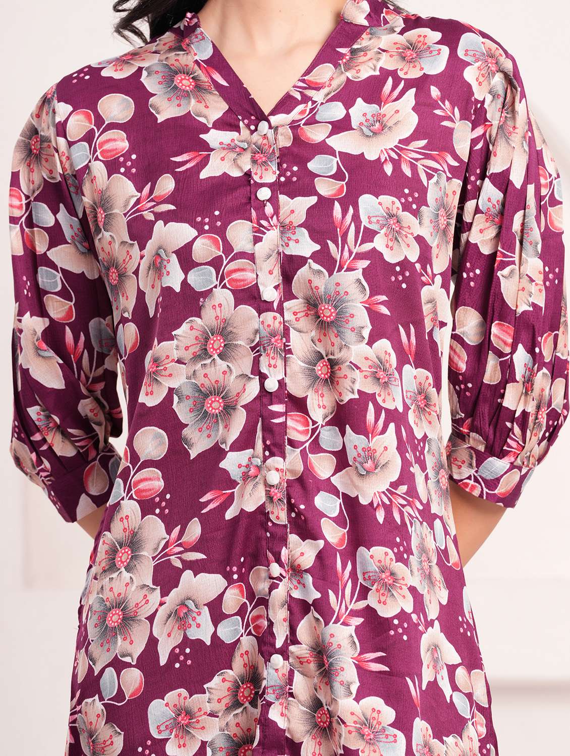 women floral print puff sleeves a-line dress - 21854050 - Standard Image - 4