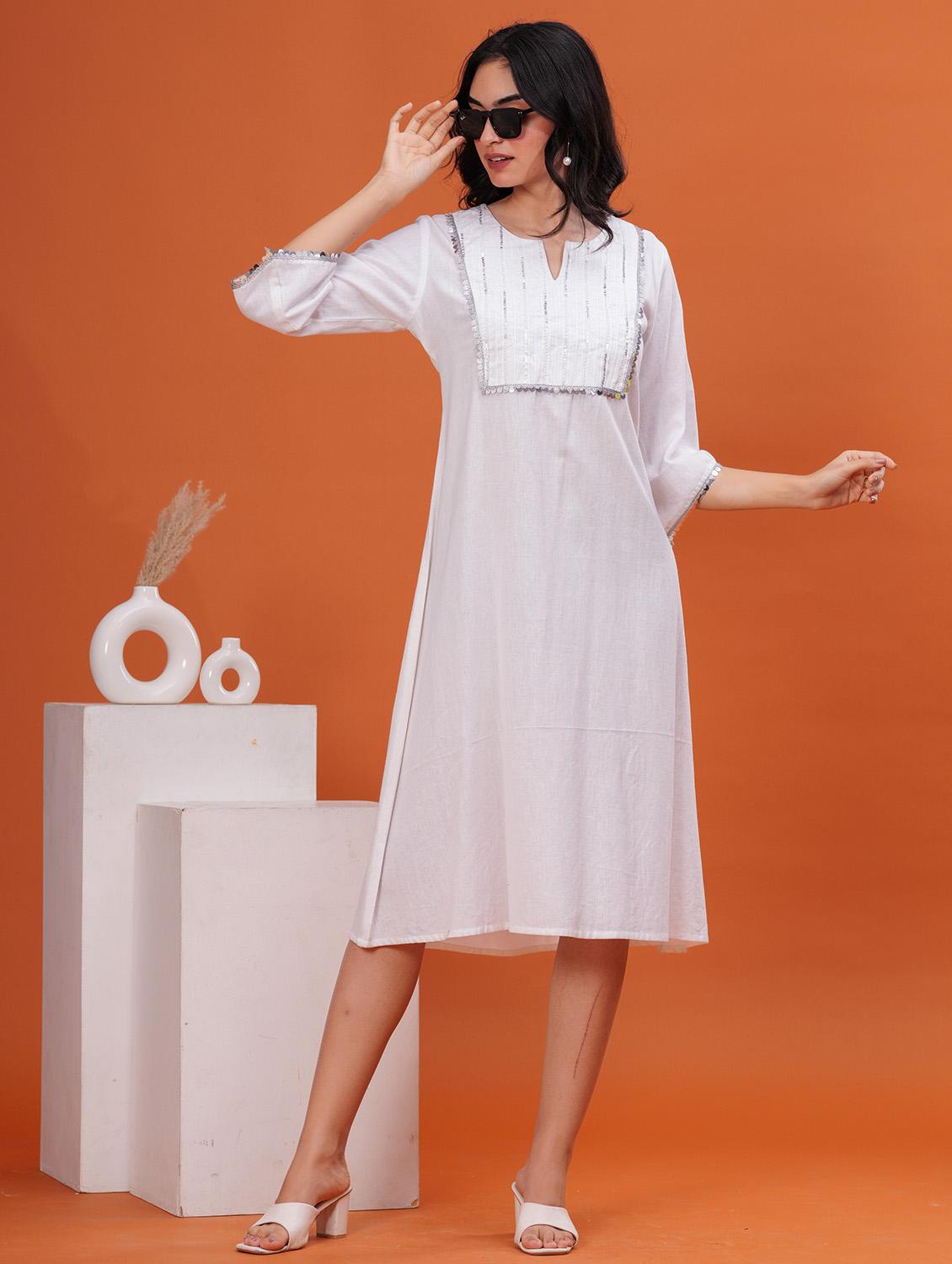 women embellished notch neck a-line dress - 21854052 - Zoom Image - 0