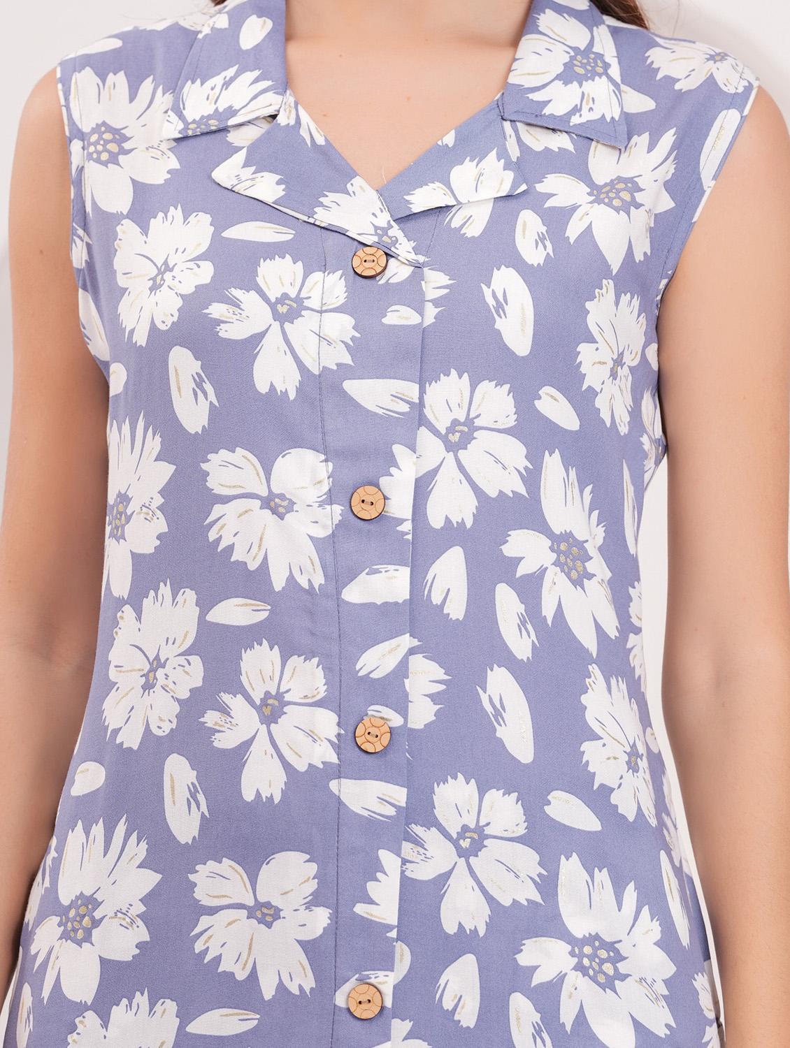 women floral printed sleeveless kurta palazzo set - 21854072 - Standard Image - 4