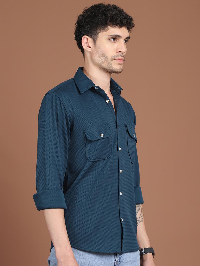 men solid long sleeve regular fit casual shirt - 21854086 - Standard Image - 1