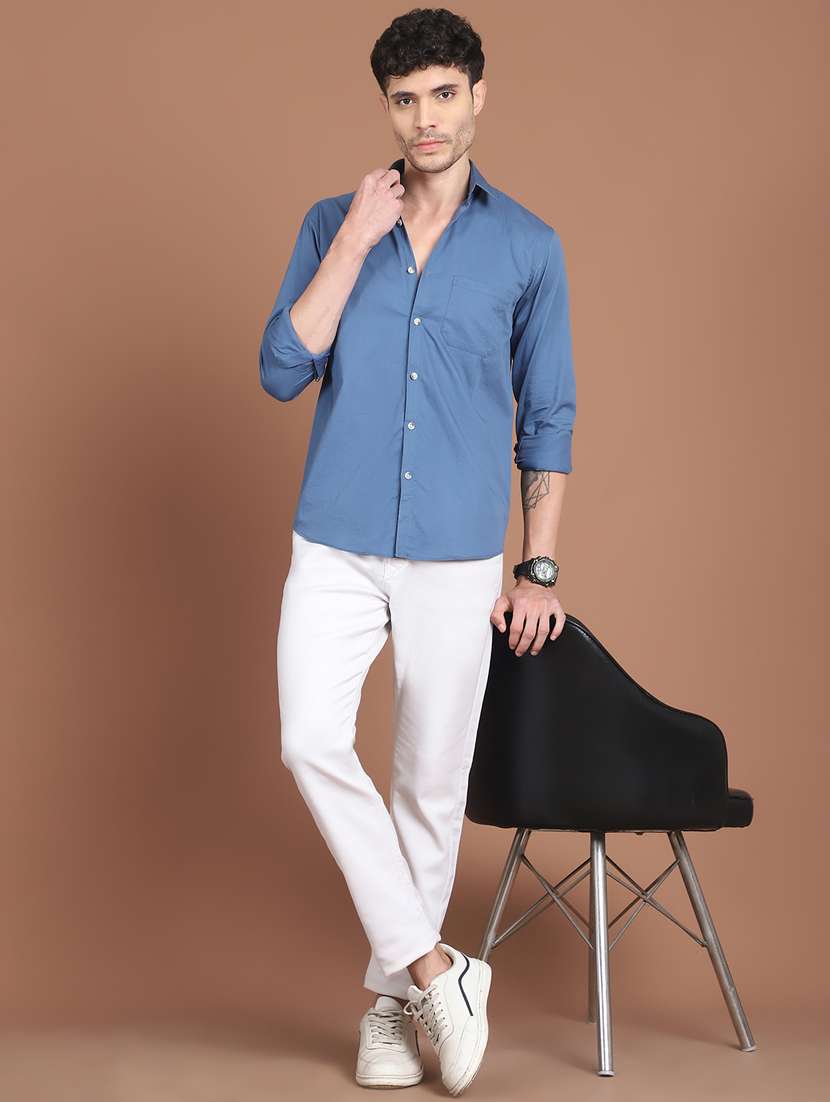 men solid long sleeve regular fit casual shirt - 21854094 -  Standard Image - 4