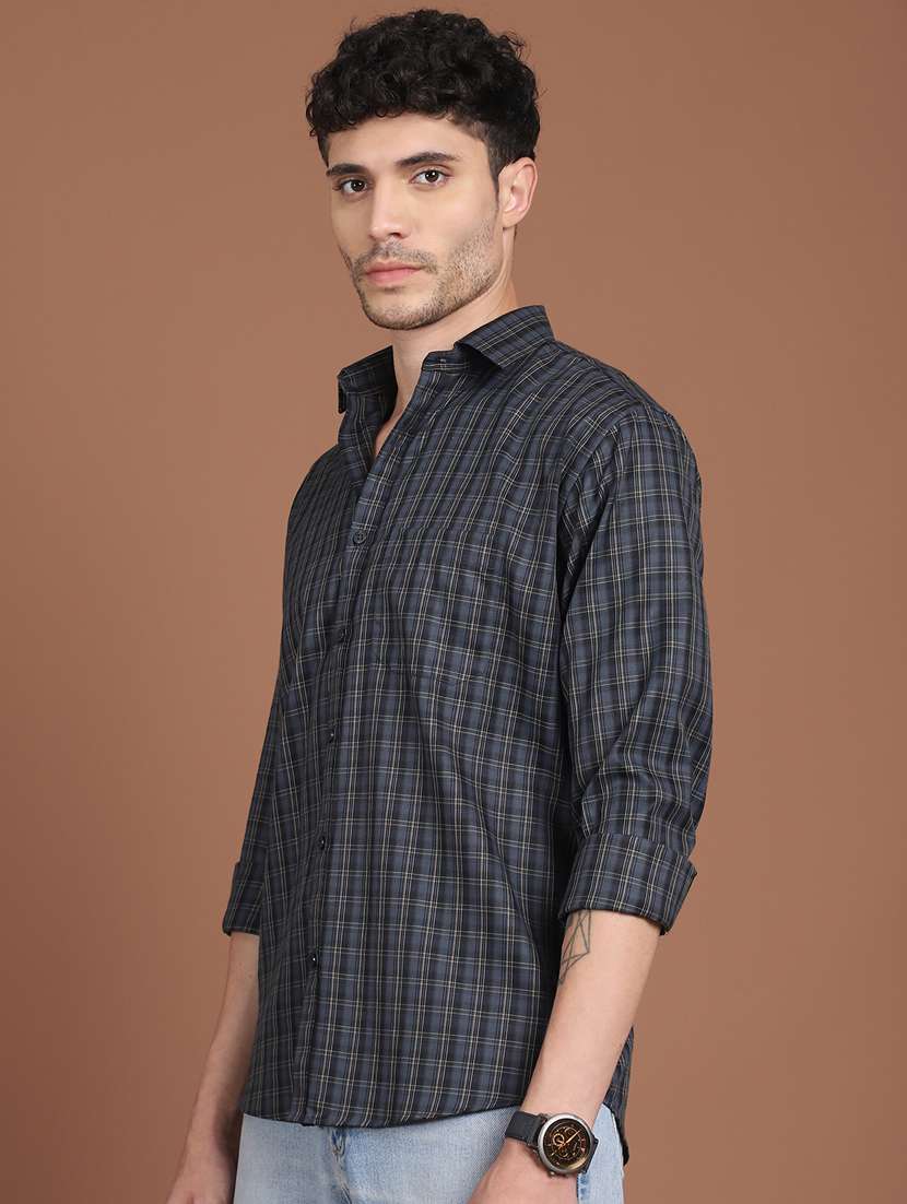 men checkered long sleeve regular fit casual shirt - 21854102 -  Standard Image - 1