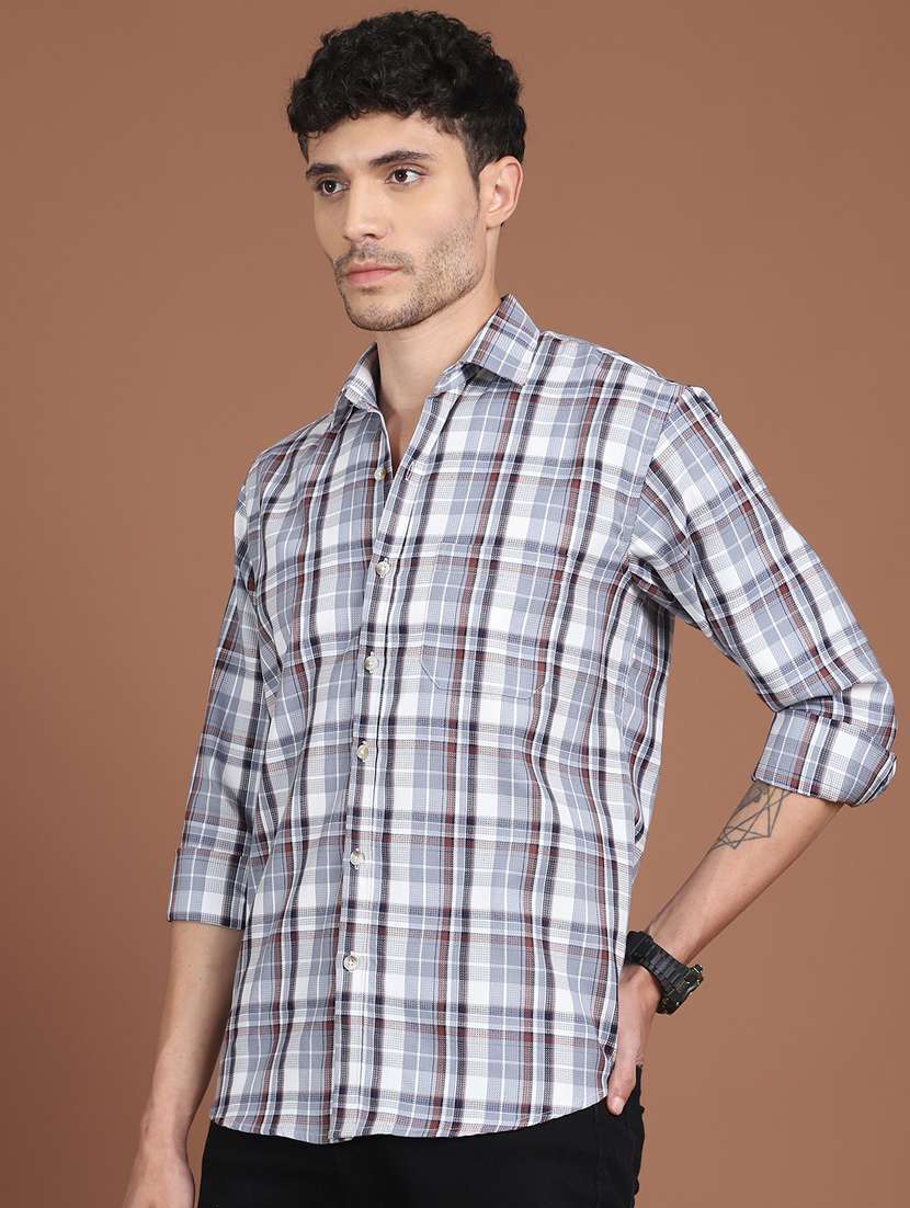 men checkered long sleeve regular fit casual shirt - 21854104 -  Standard Image - 1