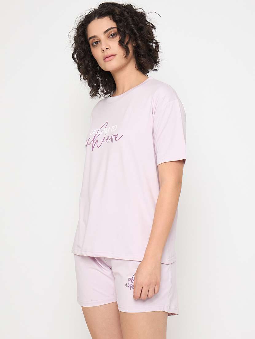 women printed nightwear shorts set - 21854112 -  Standard Image - 1