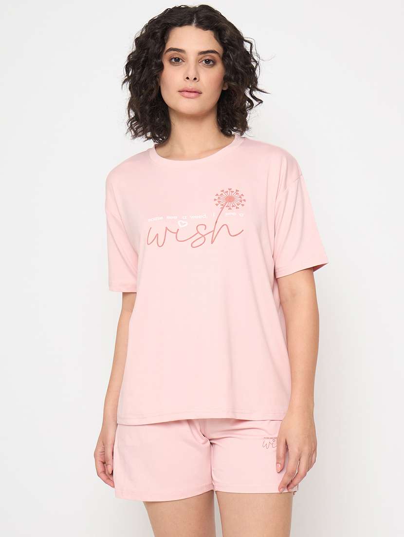 women printed nightwear shorts set