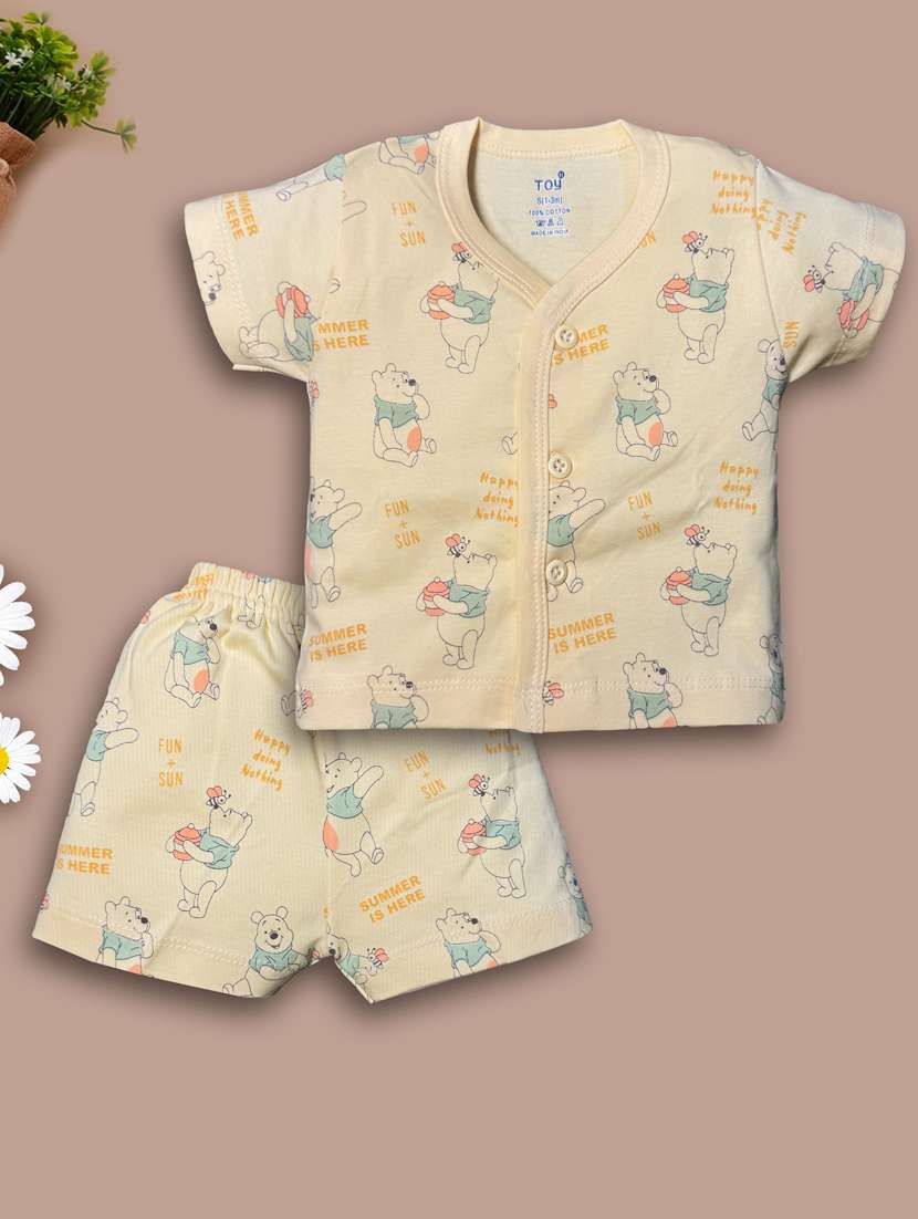 kids printed short sleeves shirt & short set