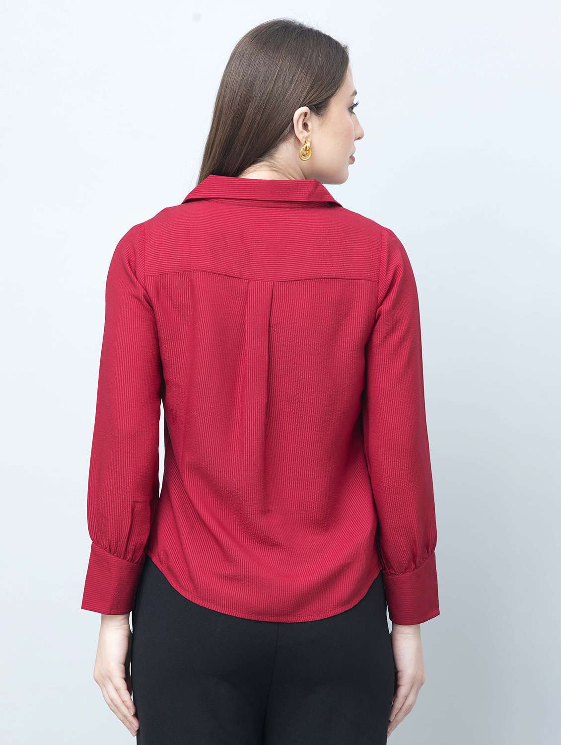 women solid collared long sleeves regular shirt - 21854168 -  Standard Image - 4