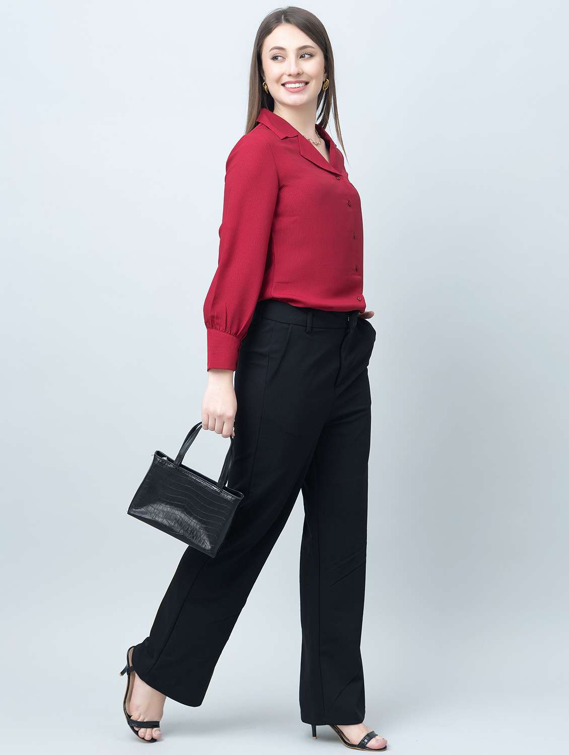 women solid collared long sleeves regular shirt - 21854168 -  Standard Image - 6