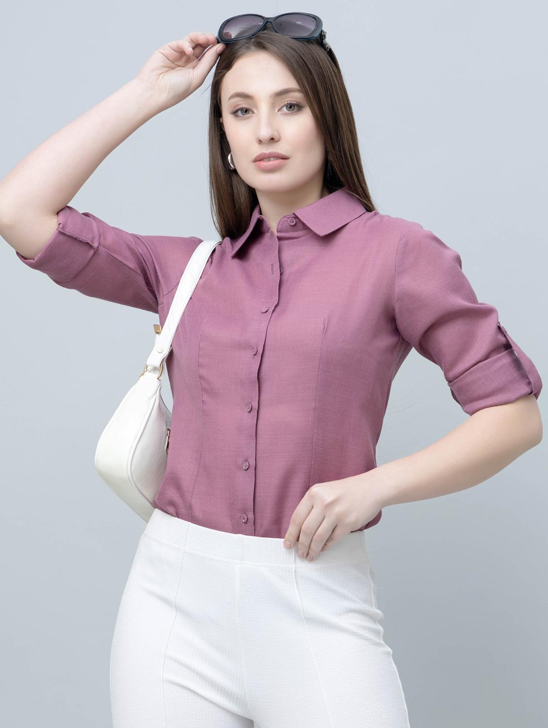 women solid long sleeves regular fit shirt - 21854170 - Zoom Image - 0
