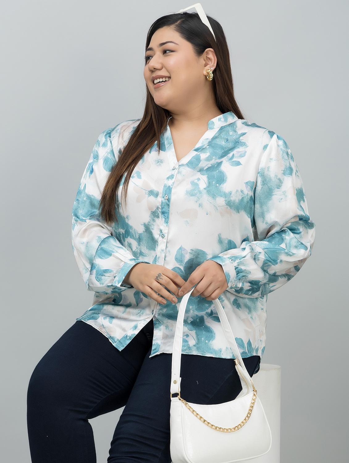 women plus size printed long sleeves shirt - 21854186 -  Zoom Image - 0