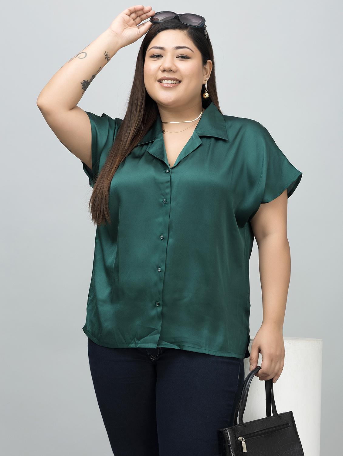 women plus size solid long sleeves regular fit shirt - 21854204 - Zoom Image - 0