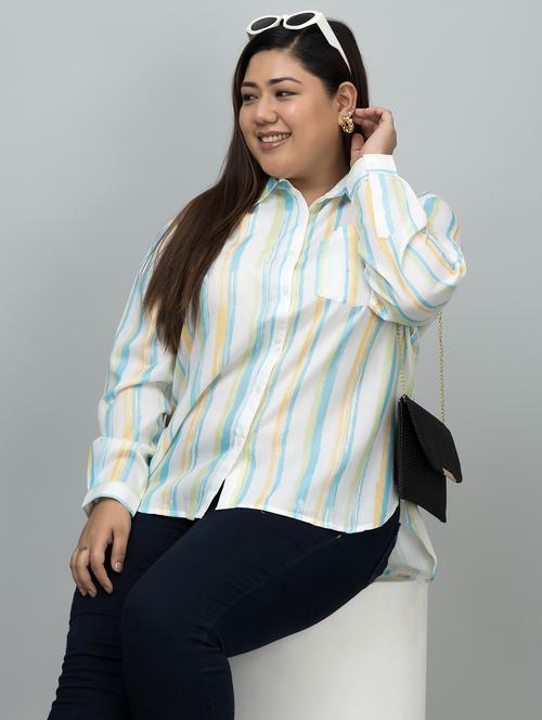 women plus size striped long sleeves shirt - 21854205 -  Standard Image - 0