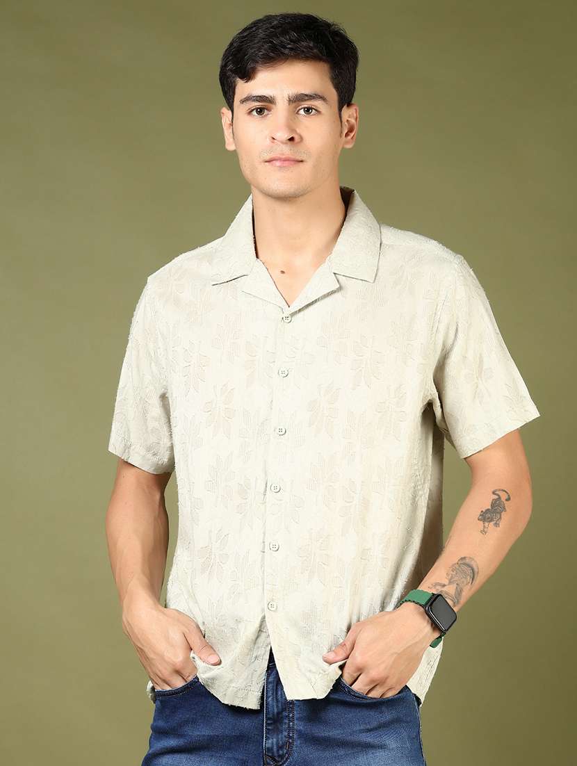 men self design short sleeve casual fit casual shirt - 21854221 -  Standard Image - 1