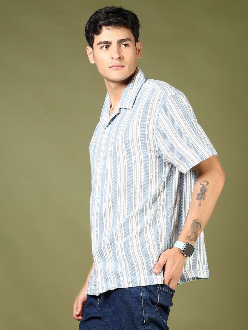 men striped long sleeve regular fit casual shirt - 21854222 -  Standard Image - 1