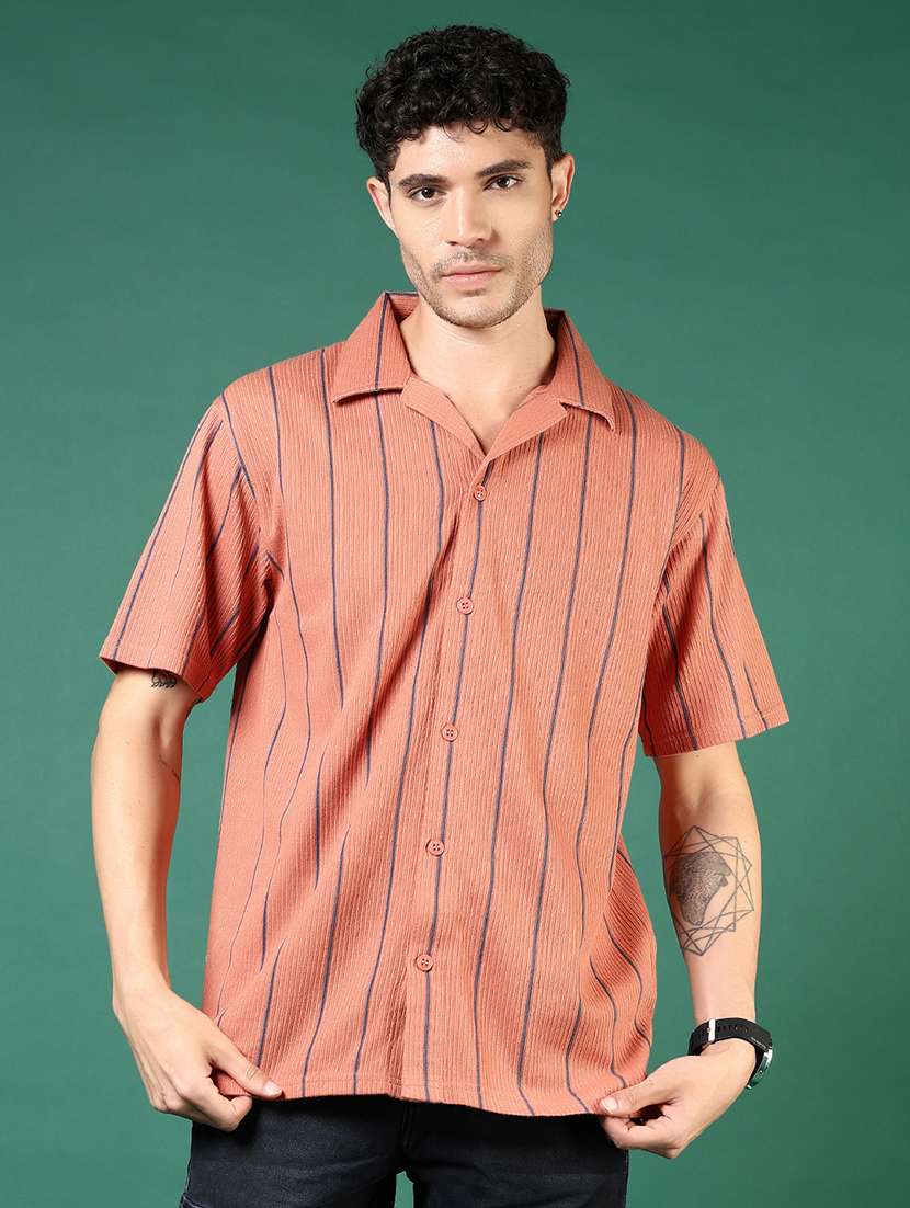 men rust stripes short sleeve regular fit t-shirt - 21854228 -  Standard Image - 1