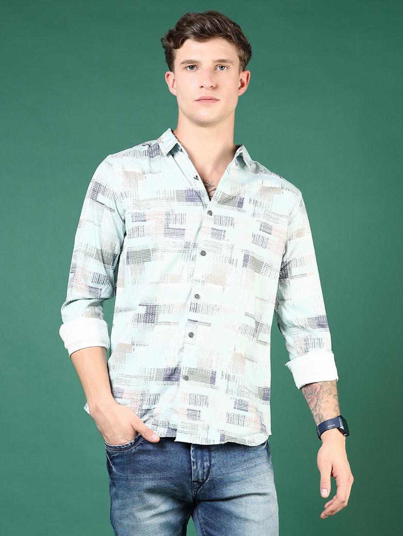men green printed long sleeve regular fit casual shirt - 21854229 - Zoom Image - 0