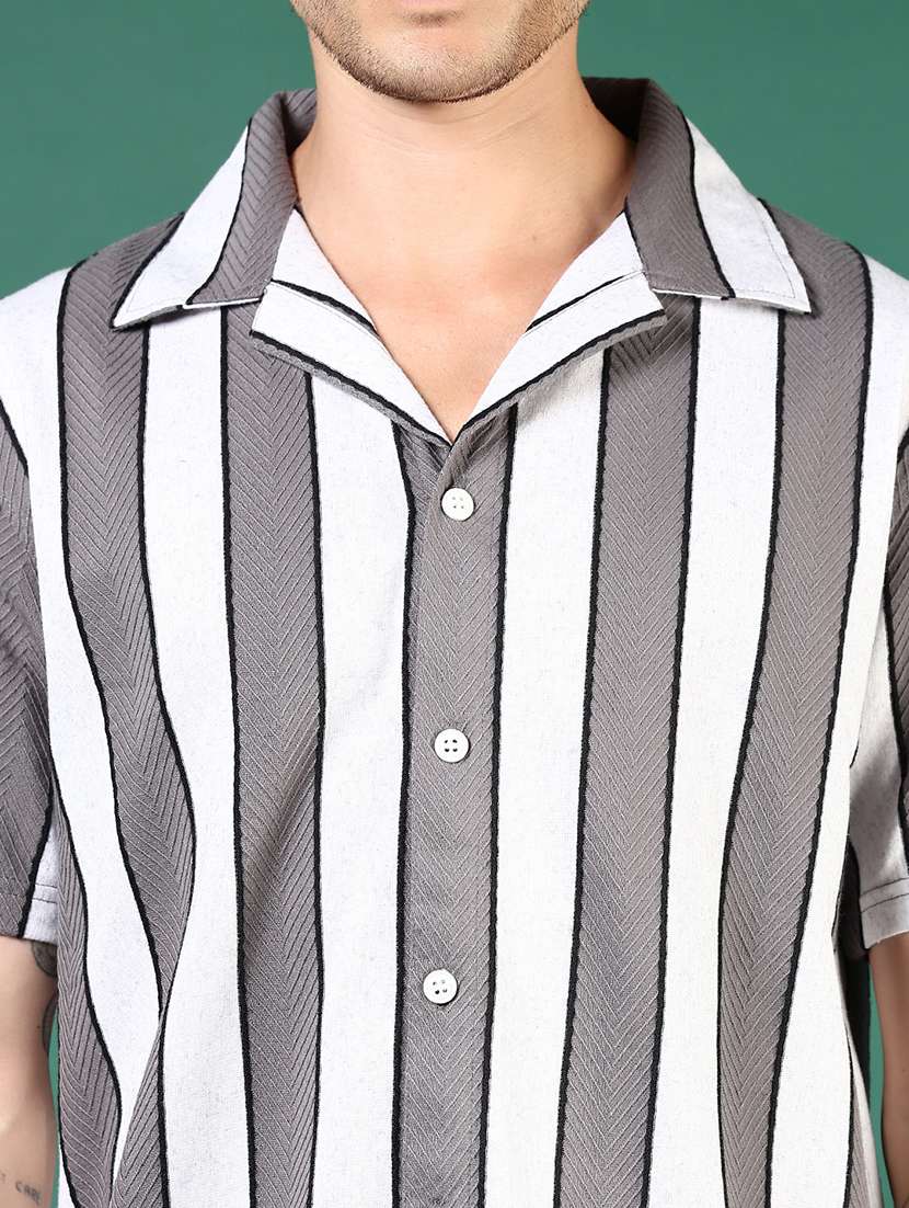men grey stripes short sleeve regular fit t-shirt - 21854233 -  Standard Image - 4
