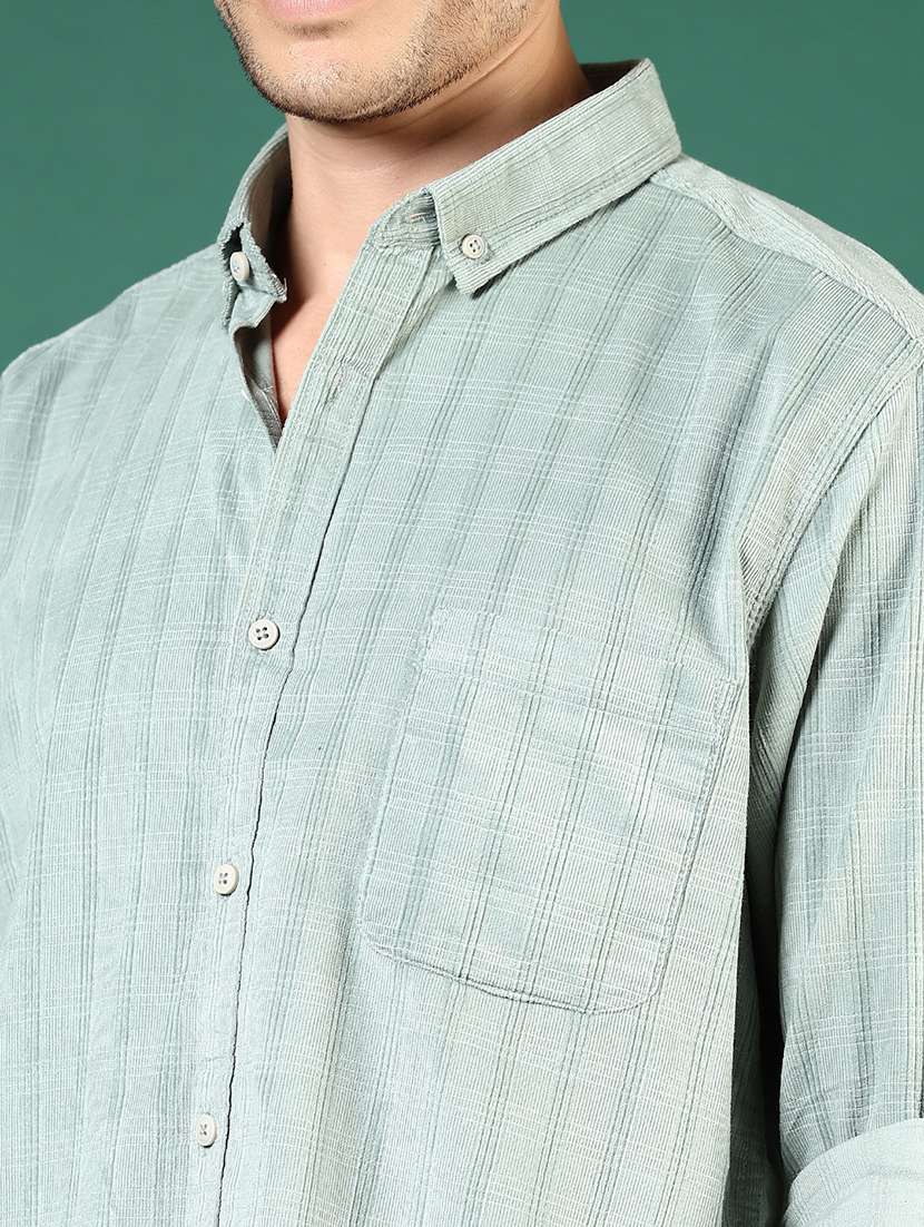 men green stripes long sleeve regular fit casual shirt - 21854235 -  Standard Image - 4