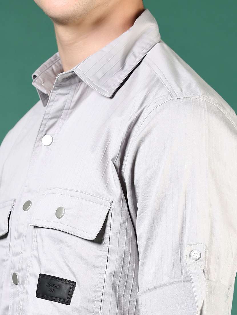 men grey solid long sleeve regular fit casual shirt  - 21854243 -  Standard Image - 4