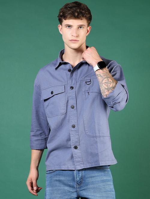 men purple solid long sleeve regular fit casual shirt  - 21854260 -  Standard Image - 0
