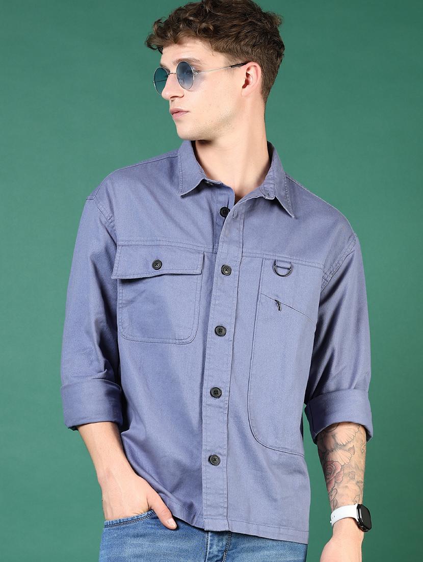 men purple solid long sleeve regular fit casual shirt  - 21854260 -  Standard Image - 1