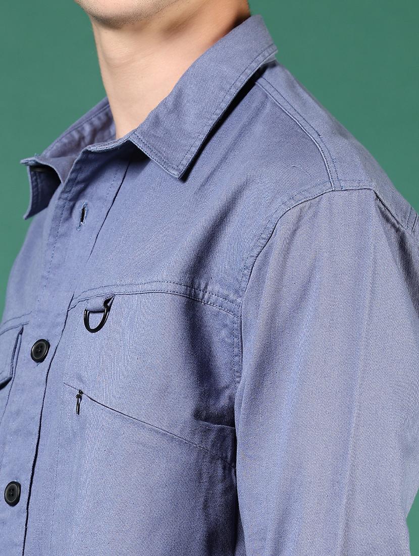 men purple solid long sleeve regular fit casual shirt - 21854260 - Standard Image - 4