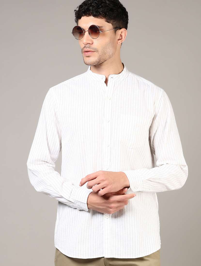 men striped long sleeve regular fit casual shirt