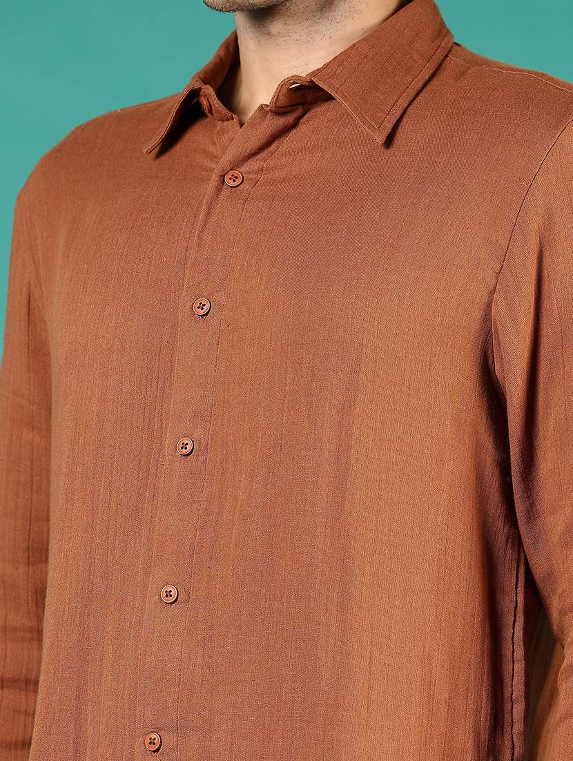 men solid long sleeve regular fit casual shirt - 21854279 - Standard Image - 4