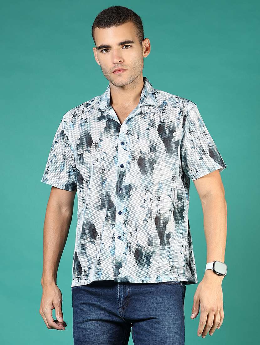 men printed short sleeve regular fit casual shirt - 21854283 -  Standard Image - 1