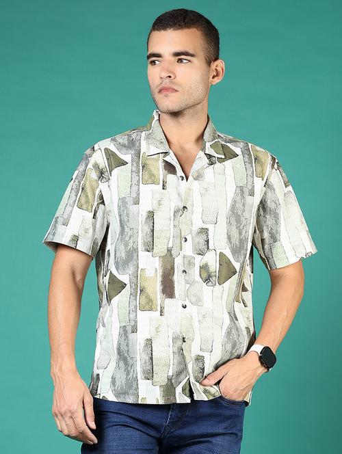 men printed short sleeve regular fit casual shirt - 21854284 -  Standard Image - 0