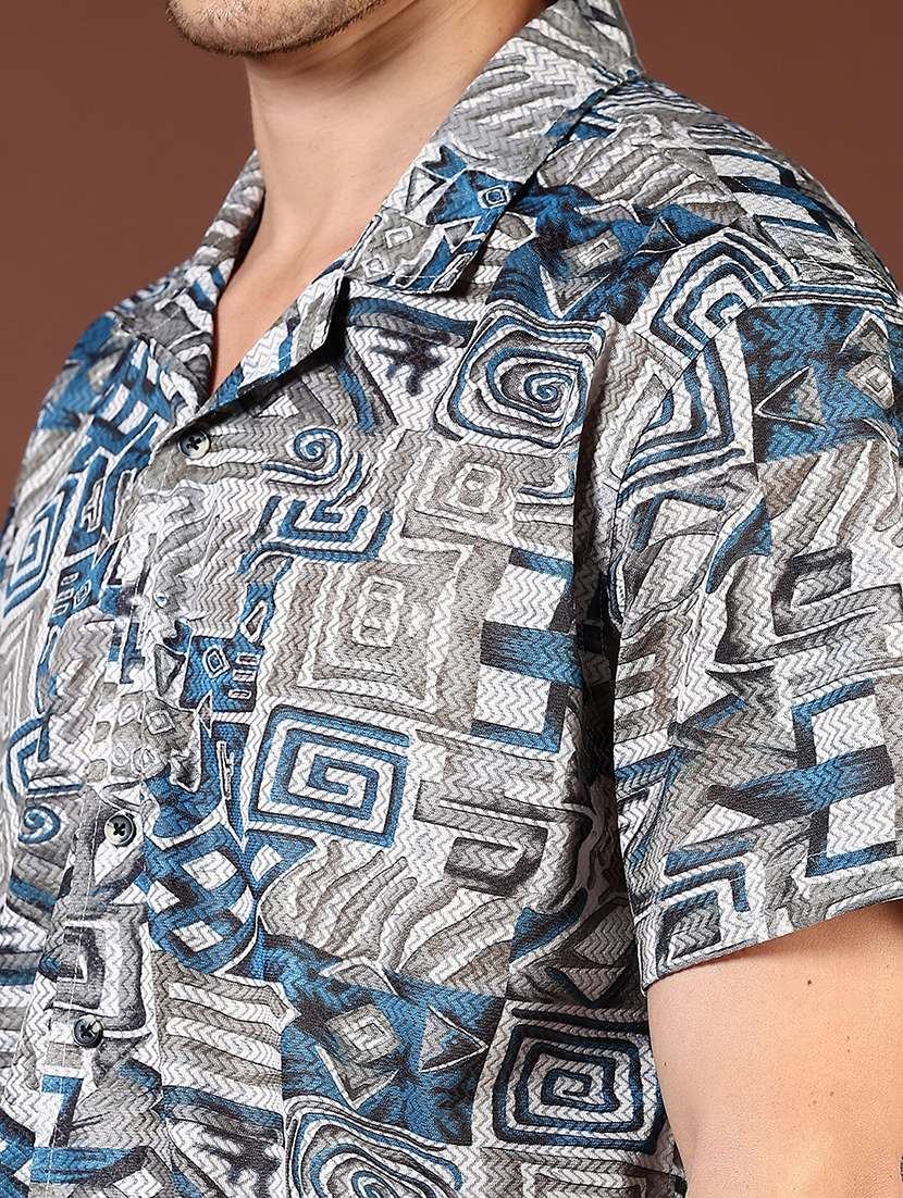 men printed cuban collared casual shirt - 21854285 -  Standard Image - 4