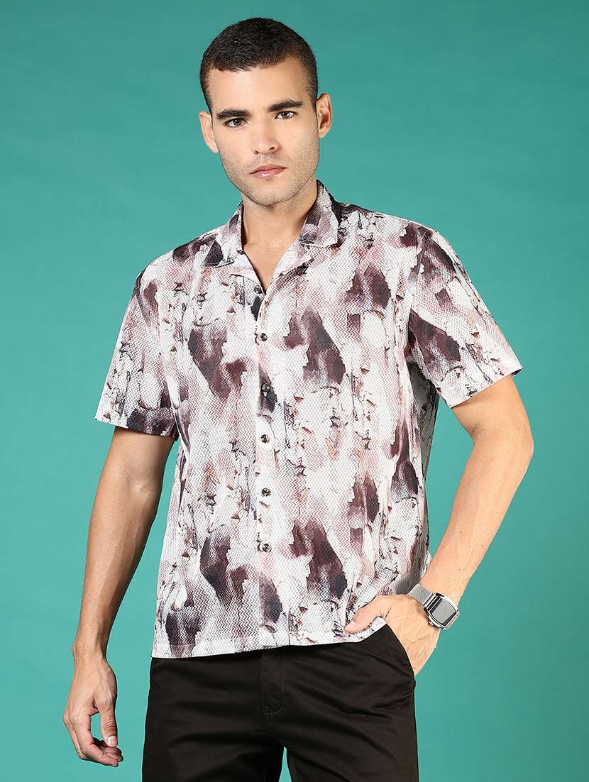 men printed short sleeve regular fit casual shirt - 21854286 -  Standard Image - 1