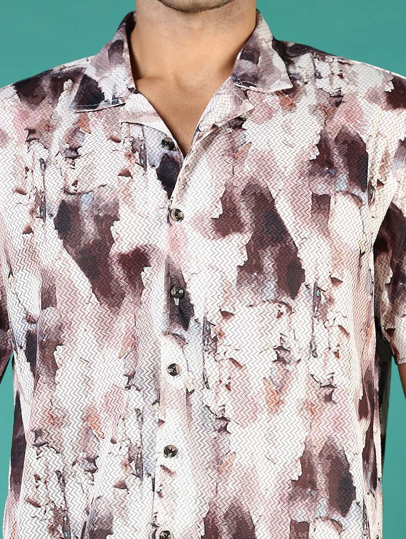 men printed short sleeve regular fit casual shirt - 21854286 -  Standard Image - 4