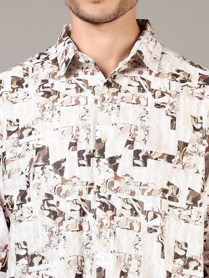 men printed long sleeve regular fit casual shirt - 21854289 -  Standard Image - 4