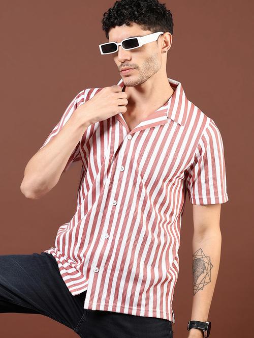 men striped short sleeve regular fit casual shirt - 21854307 -  Standard Image - 0