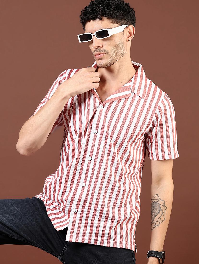 men striped short sleeve regular fit casual shirt - 21854307 -  Zoom Image - 0