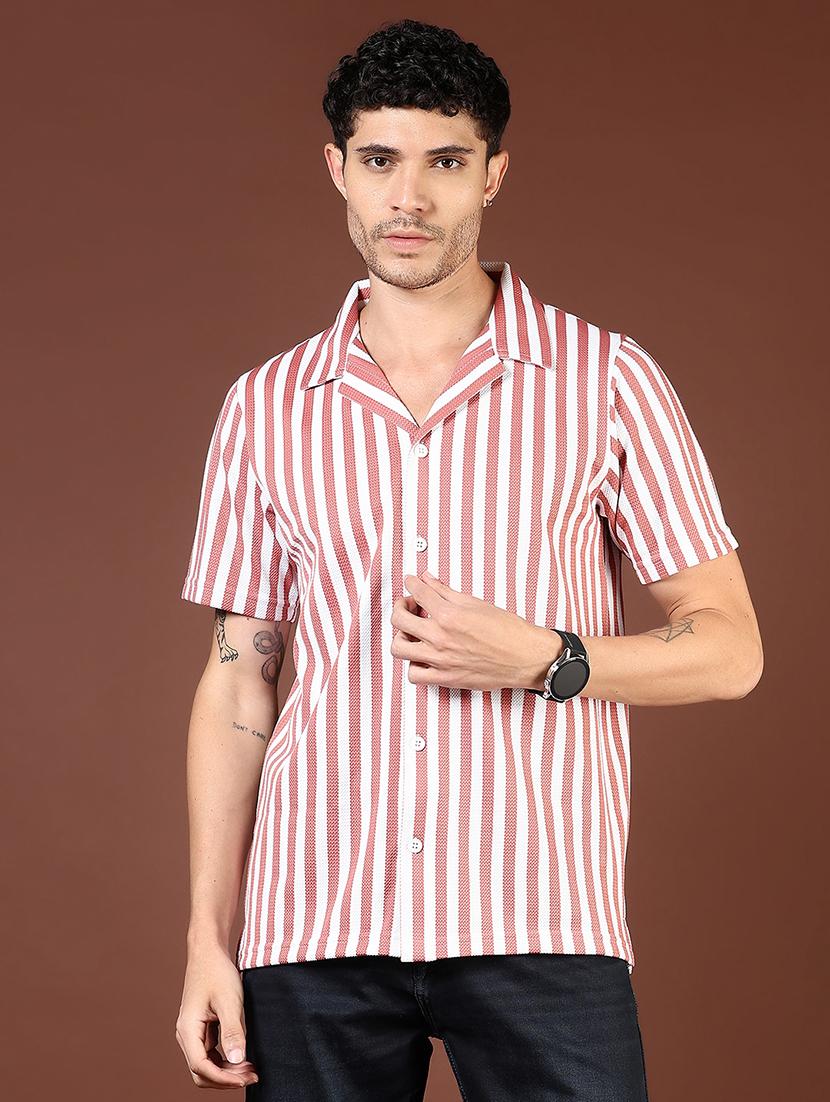 men striped short sleeve regular fit casual shirt - 21854307 -  Standard Image - 1