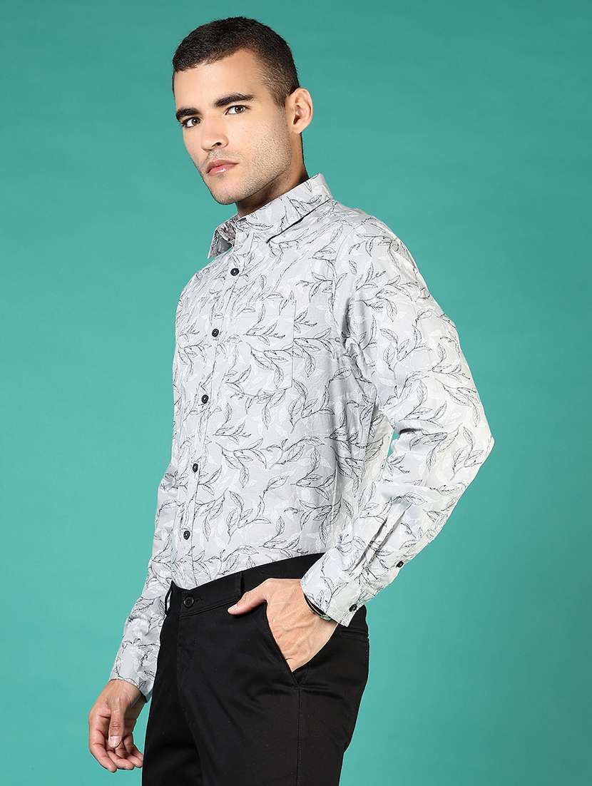 men printed collared long sleeve shirt - 21854308 -  Standard Image - 1