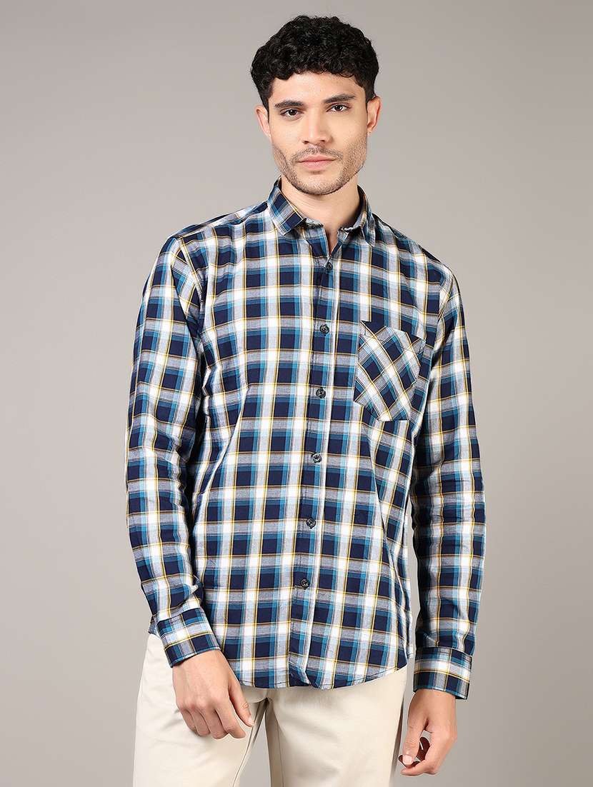 men checkered long sleeve regular fit casual shirt - 21854309 -  Standard Image - 1