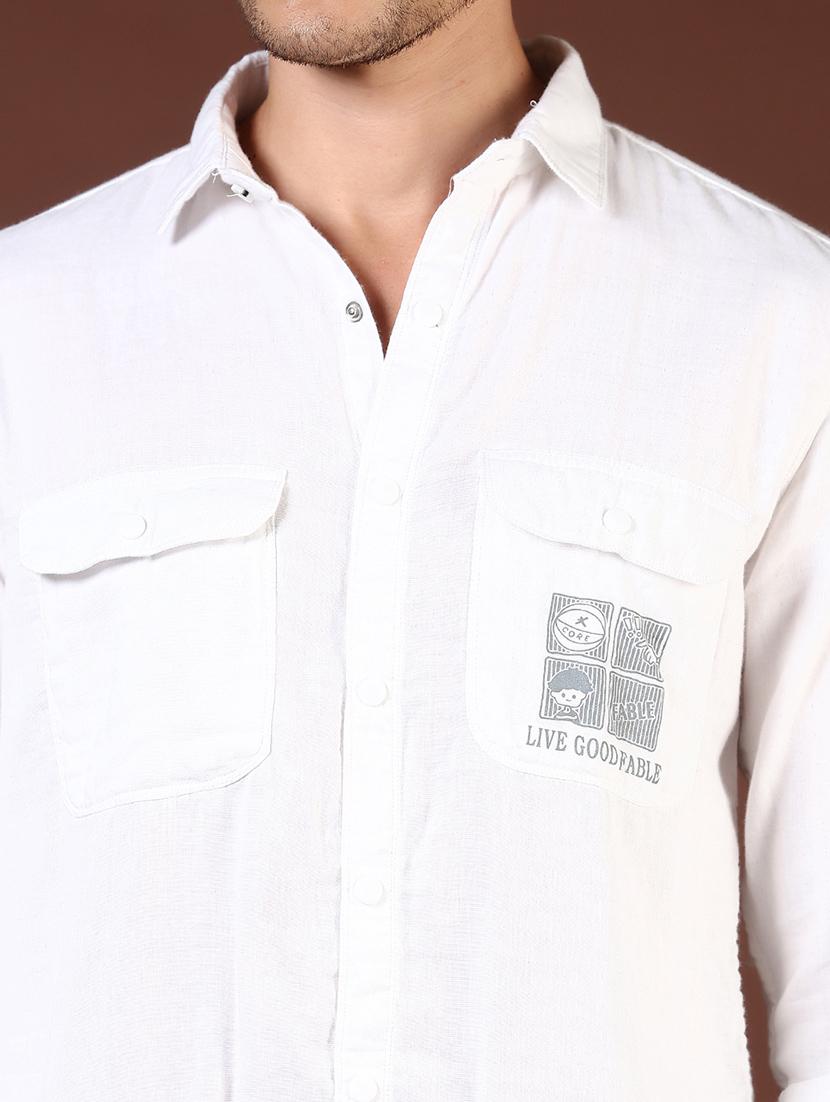 men white typographic long sleeve regular fit casual shirt - 21854314 - Standard Image - 4