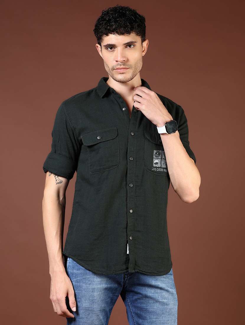 men back print collared short sleeve shirt - 21854315 -  Standard Image - 1