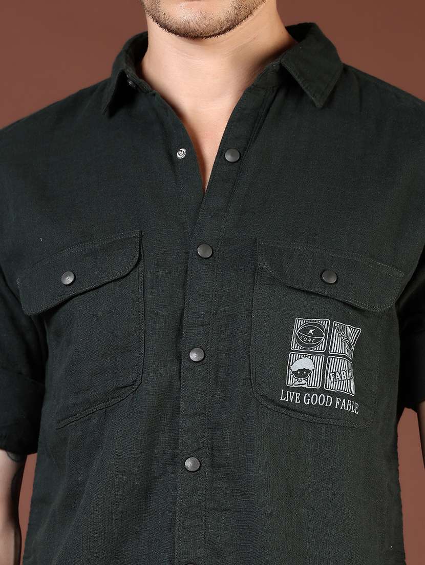 men back print collared short sleeve shirt - 21854315 -  Standard Image - 4